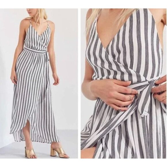NWT Urban Outfitters Cooperative Wrap Stripe Dress Sz Large - Picture 1 of 13